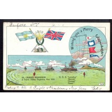 CENTENARIO 1810 - 1910 PATRIOTICA ANTIGUA TARJETA POSTAL RARISIMA VISITA ESCUADRA INGLESA